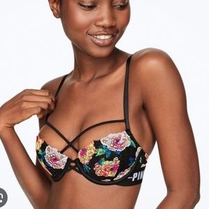 PINK Strappy Date Push Up Bra 32C